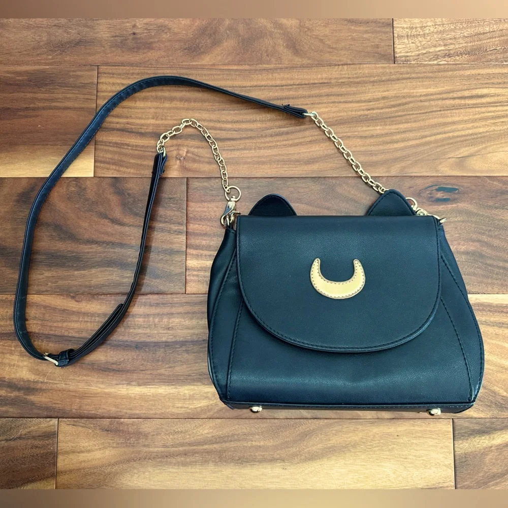 NWOT Sailor Moon Luna Cat Black Crossbody Bag - Picture 1 of 5